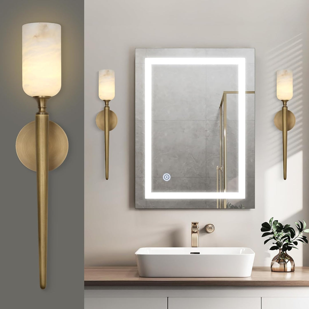 Alabaster 1 head Brass/Black Strip Wall Sconce for All Scene 21.6"