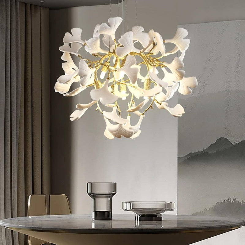 Modern Ceramic Ginkgo Leaf Branches Chandelier,Dining Room Chandeliers ...