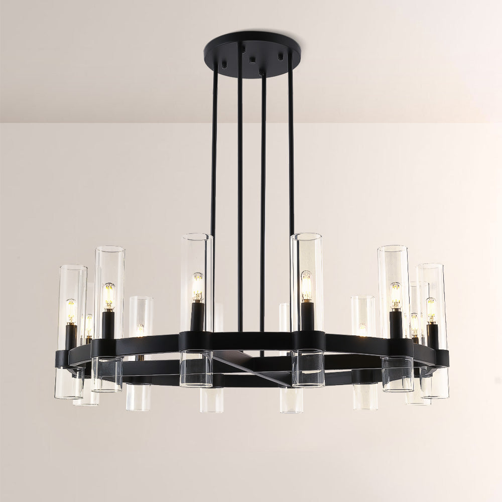 Rata Modern Fashion Glass Round Chandelier Light D36"