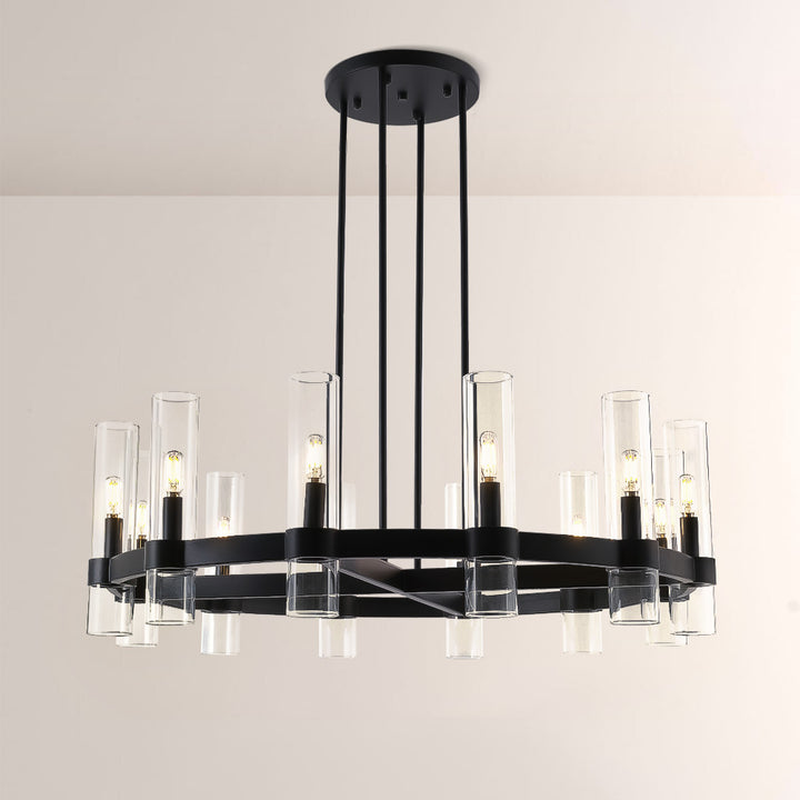 Rata Modern Fashion Glass Round Chandelier Light D36"