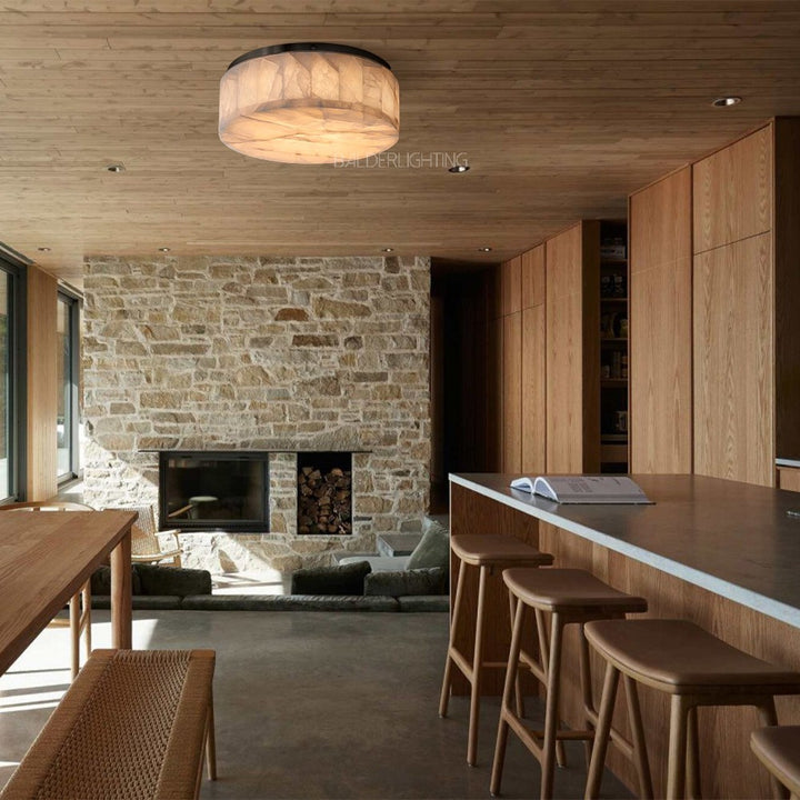 Rivage Calcite Round Flushmount 14"