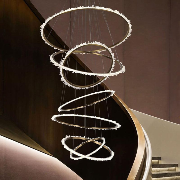 Gina Rock Crystal Multi Rings Chandelier For Staircase