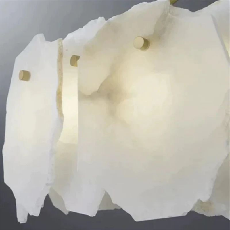 Alabaster Moira Marble Modern Snowflake Round Chandelier