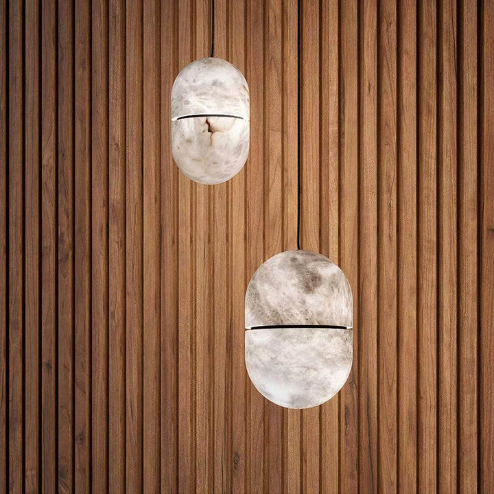 Modern Alabaster Oval Art Pendant Light