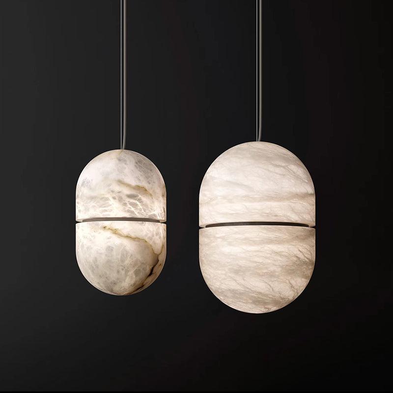 Modern Alabaster Oval Art Pendant Light