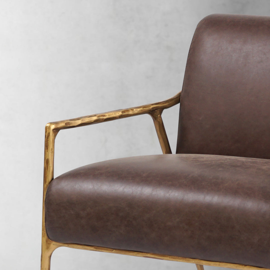 Thaddies Brown Leather Accent Chair