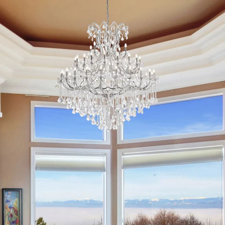 19TH Clear Royal Cut Crystal Round Chandelier 60"