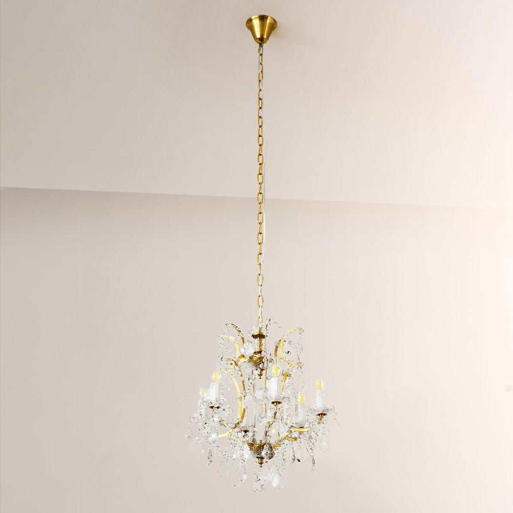 19TH Crystal Round Chandelier 18"