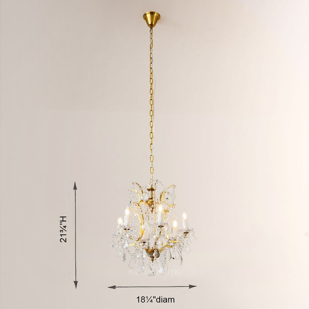 19TH Crystal Round Chandelier 18"