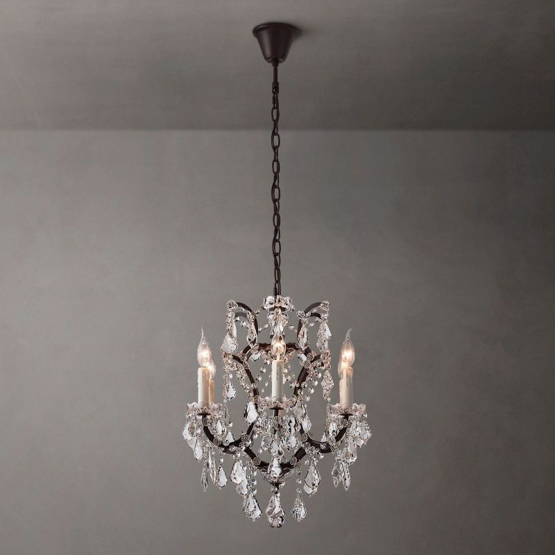 19TH Crystal Round Chandelier 18"