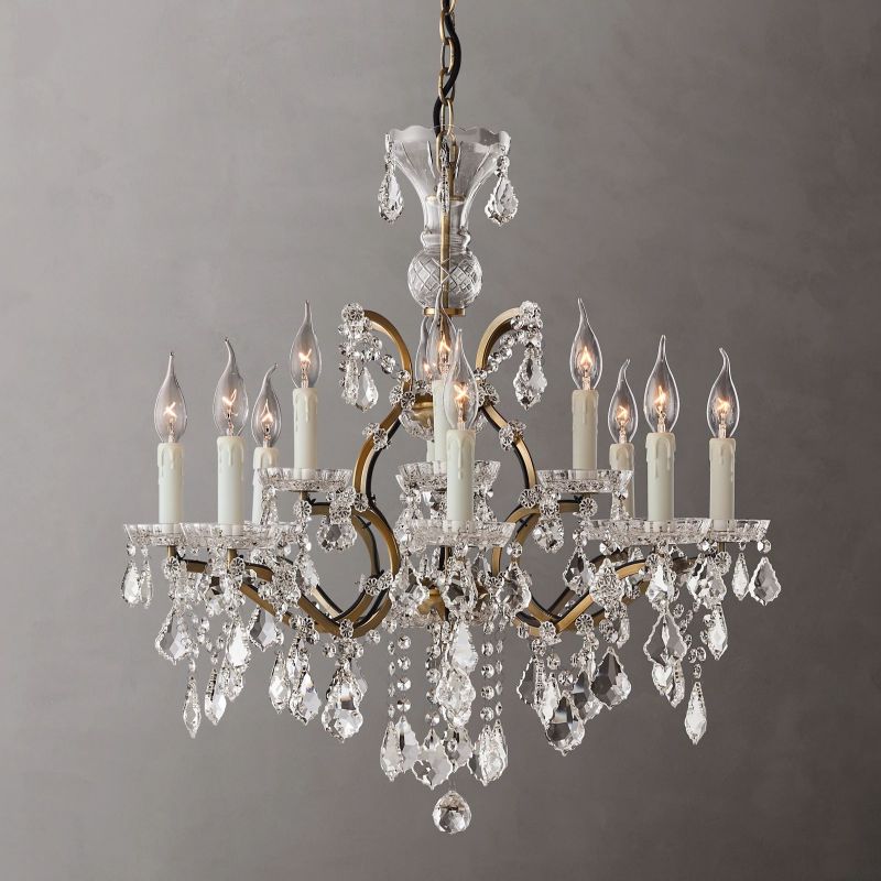 19TH Crystal Round Chandelier 28"