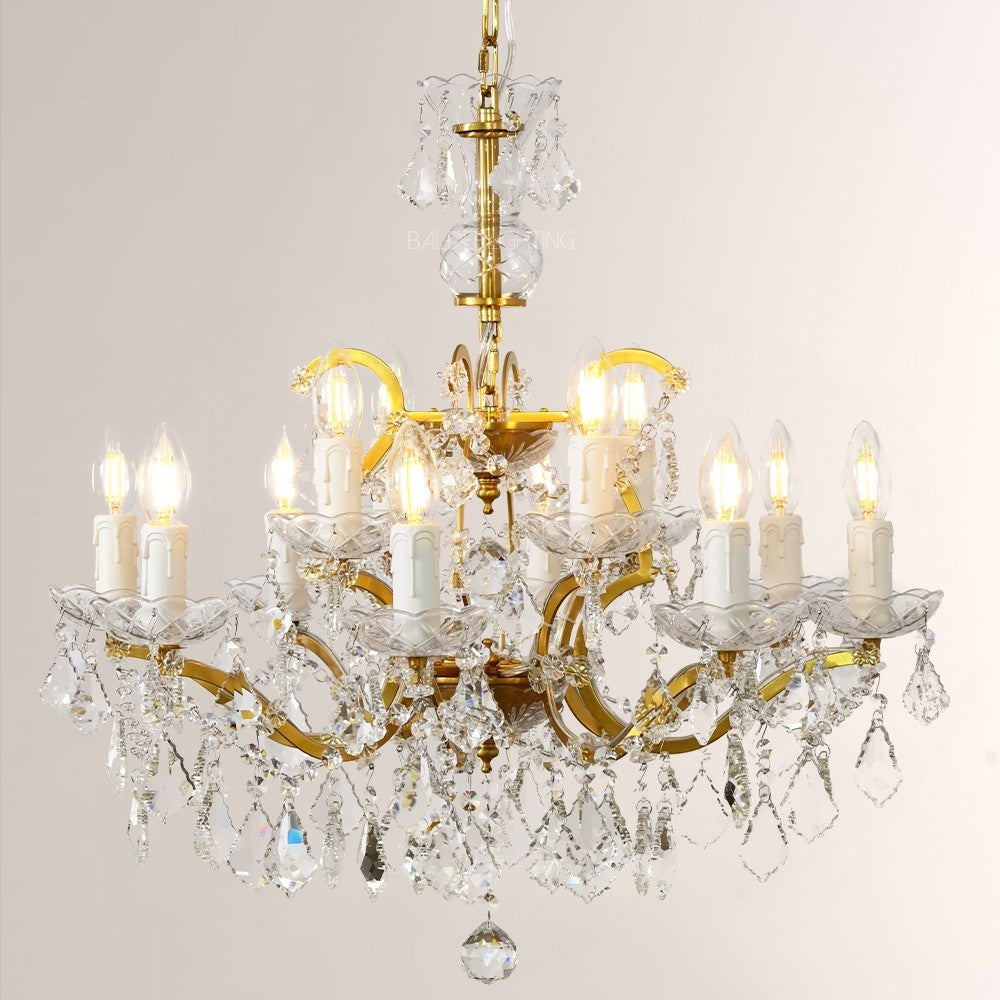 19TH Crystal Round Chandelier 28"