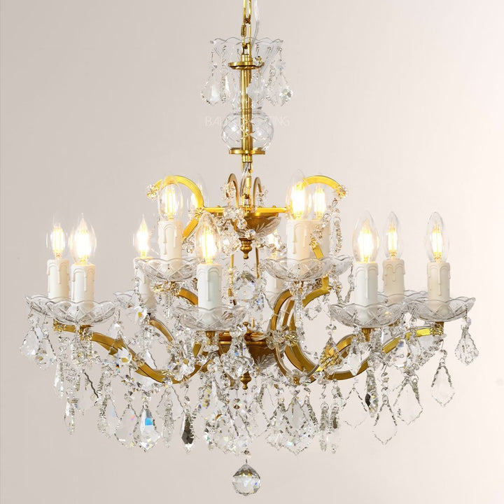 19TH Crystal Round Chandelier 28"