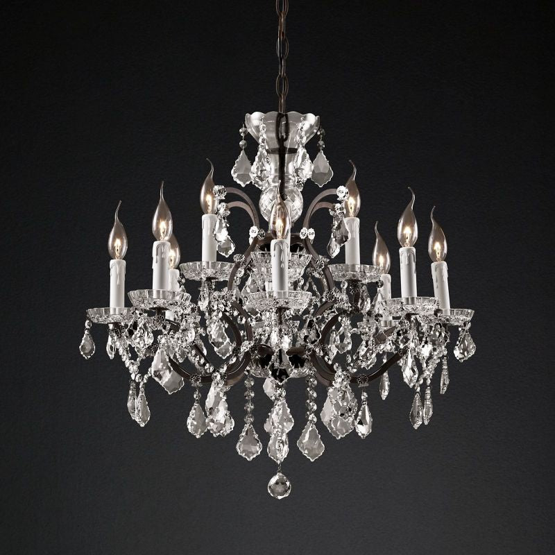 19TH Crystal Round Chandelier 28"