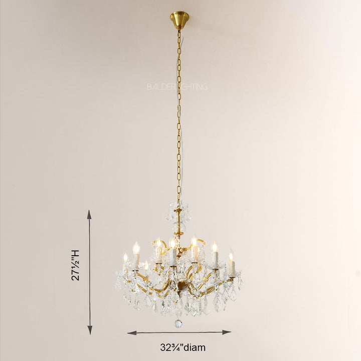 19TH Crystal Round Chandelier 28"