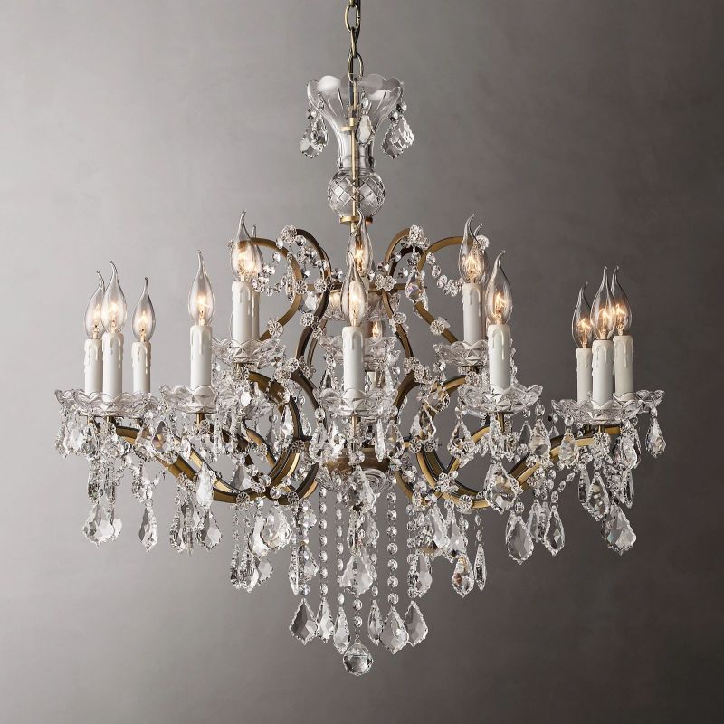 19TH Crystal Round Chandelier 33"