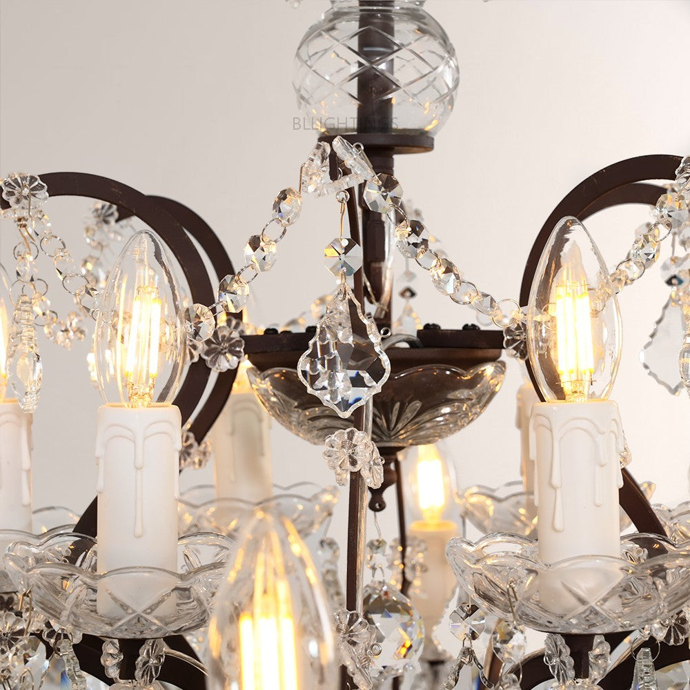 19TH Crystal Round Chandelier 33"