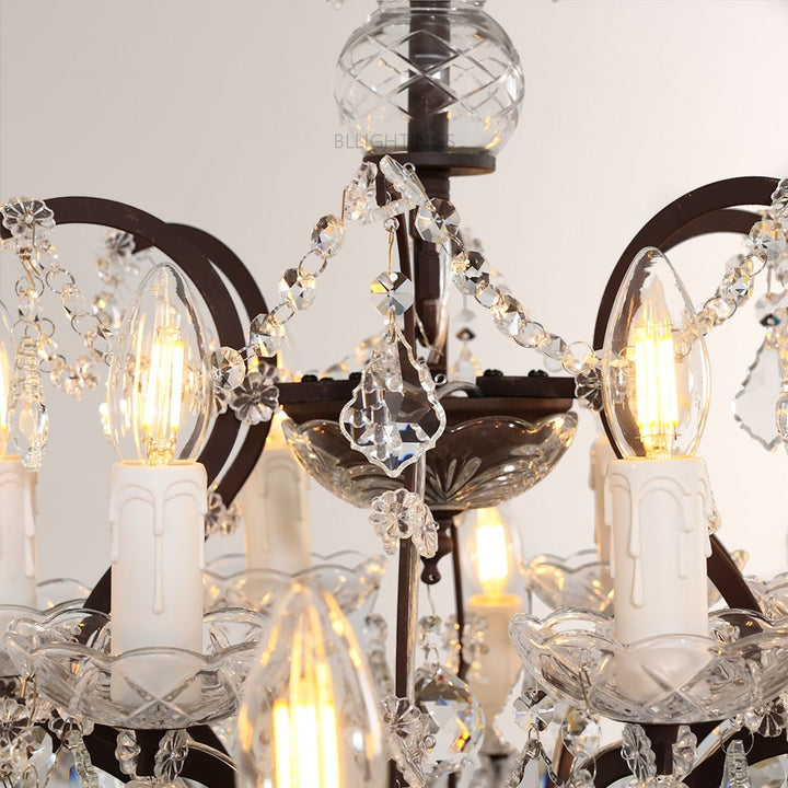 19TH Crystal Round Chandelier 33"