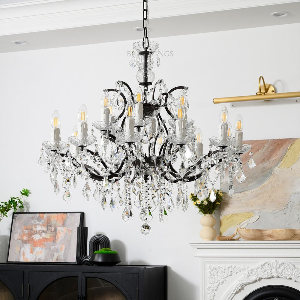 19TH Crystal Round Chandelier 33"