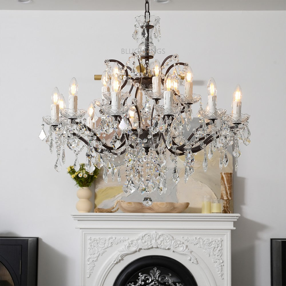 19TH Crystal Round Chandelier 33"