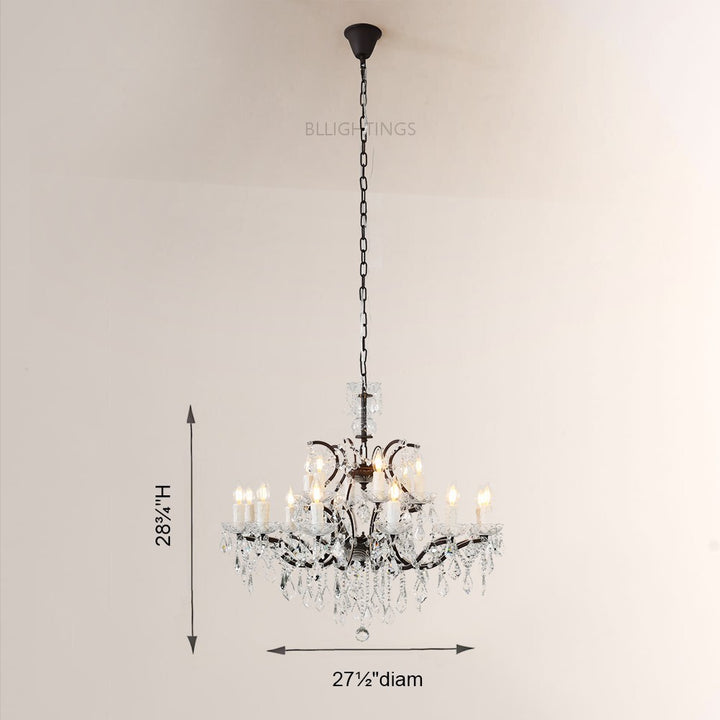 19TH Crystal Round Chandelier 33"