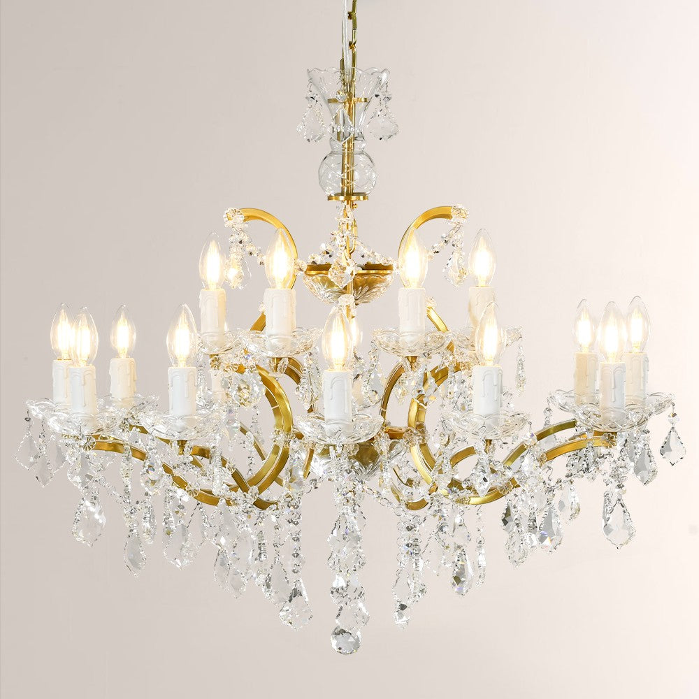 19TH Crystal Round Chandelier 33"