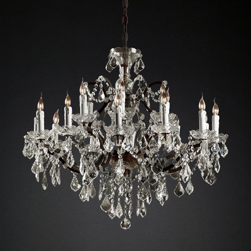 19TH Crystal Round Chandelier 33"