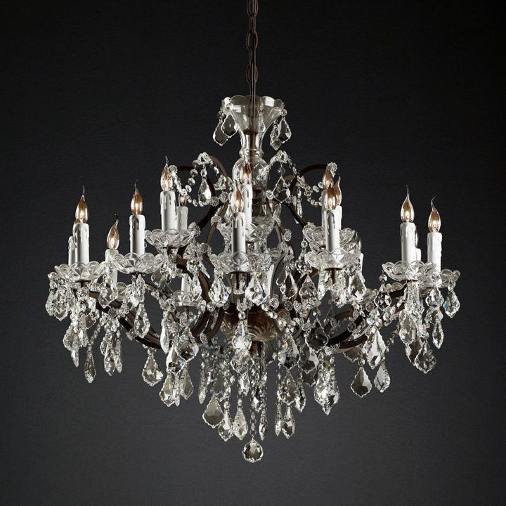 19TH Crystal Round Chandelier 33"