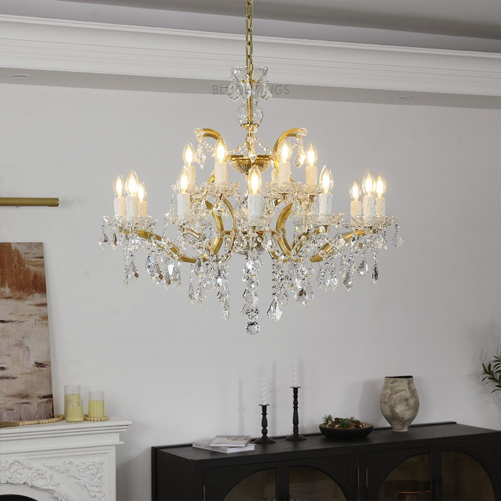 19TH Crystal Round Chandelier 33"