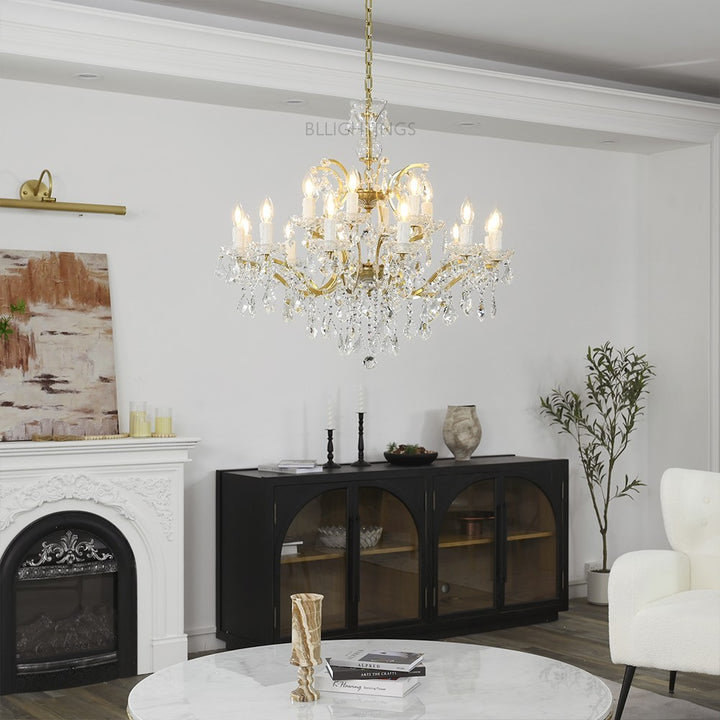 19TH Crystal Round Chandelier 33"