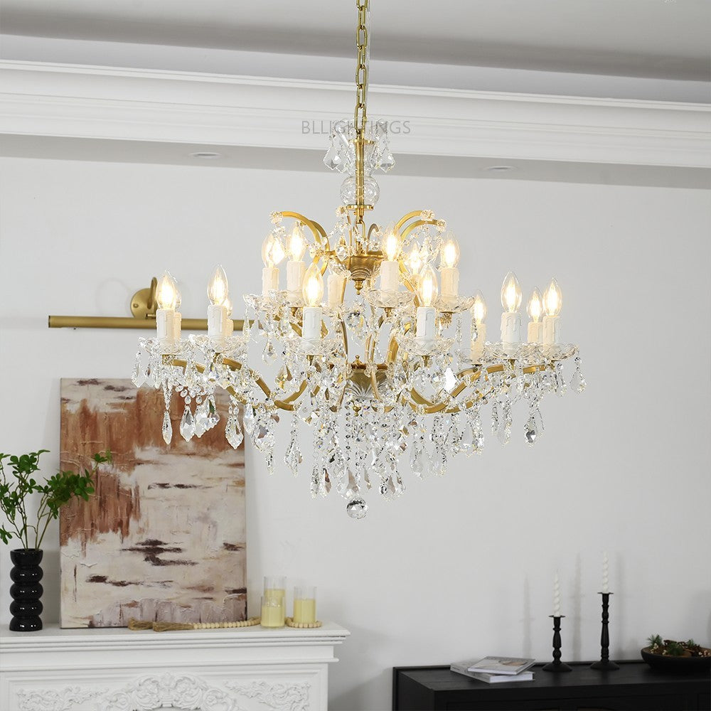 19TH Crystal Round Chandelier 33"