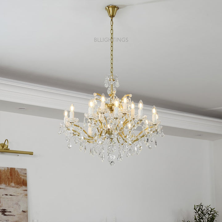 19TH Crystal Round Chandelier 33"