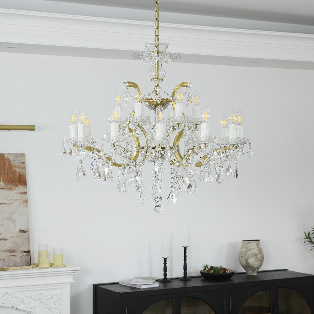 19TH Crystal Round Chandelier 33"