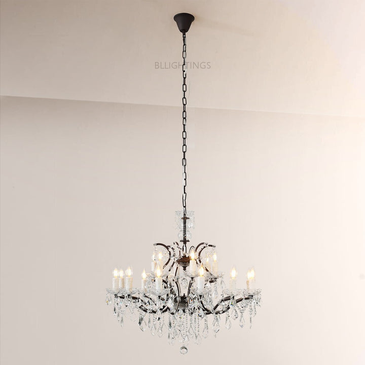 19TH Crystal Round Chandelier 33"