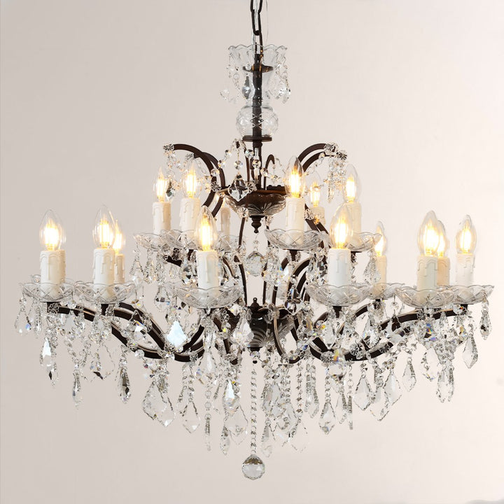 19TH Crystal Round Chandelier 33"