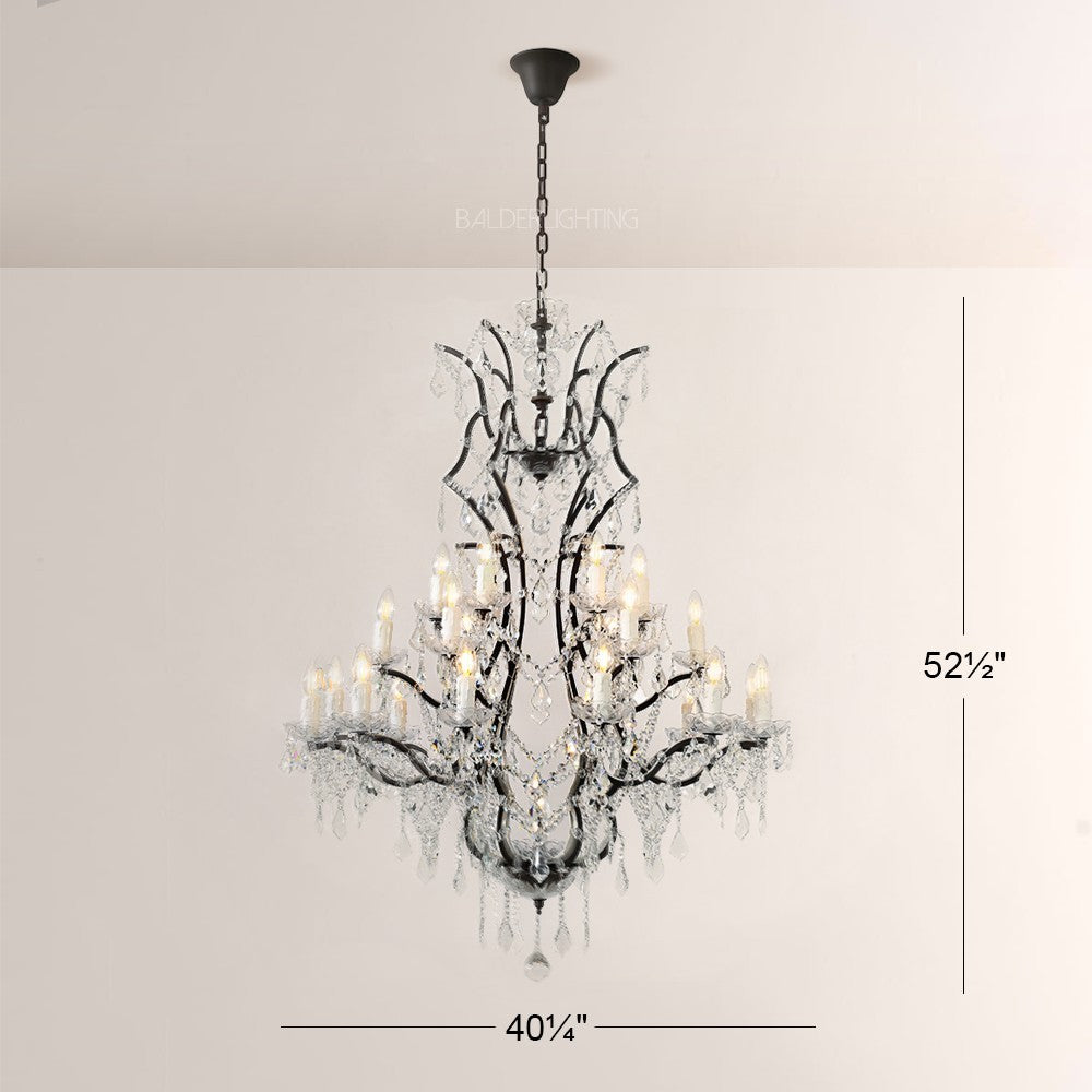 19TH Crystal Round Chandelier 40"