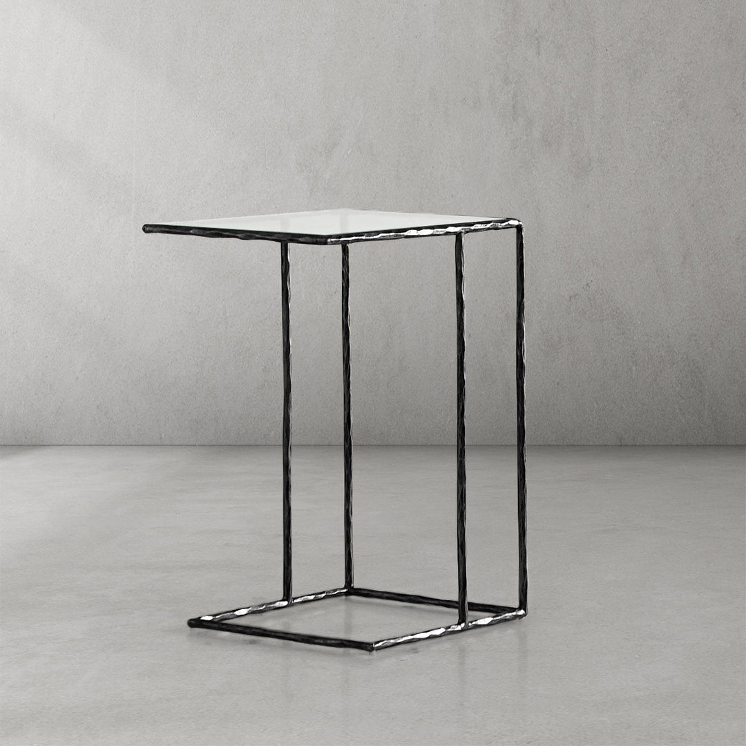 Thaddies Tempered Glass C-Shaped Side Table