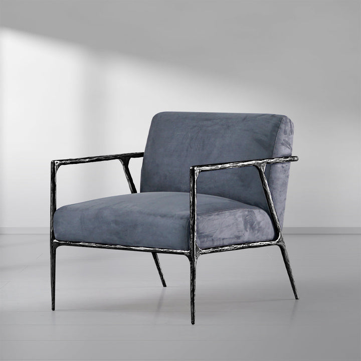 Thaddies Retro Silver Iron Frame Track Armchair