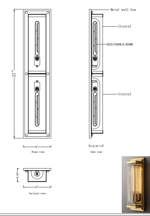 Savill Outdoor Rectangular Large Wall Sconce Customized