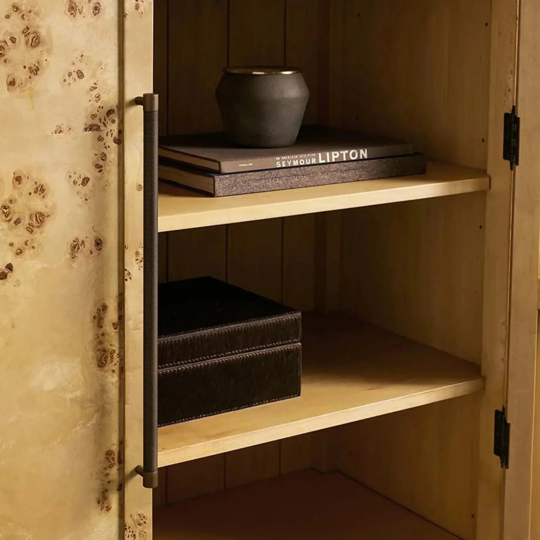 Hattie Burl Tall Cabinet Living Room Natural Wood Grain Storage Cabinet