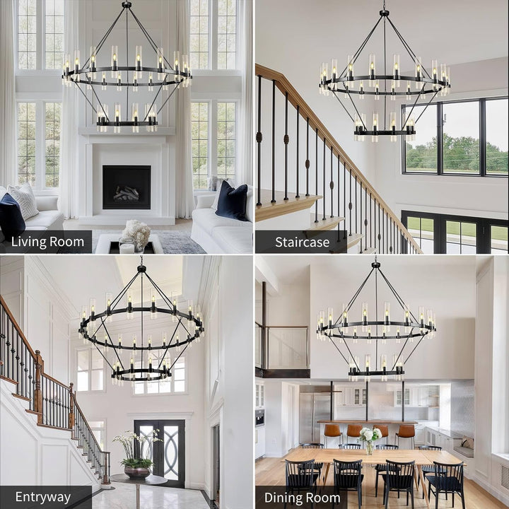 Wagon Wheel 2-Tier Chandelier 60‘’