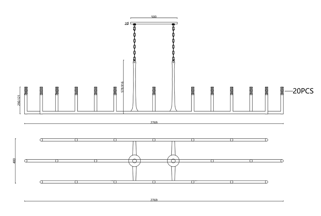 Avarit Linear Chandelier 108"（Customized）