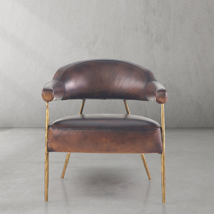 Thaddies Brown Leather Lounge Armchair