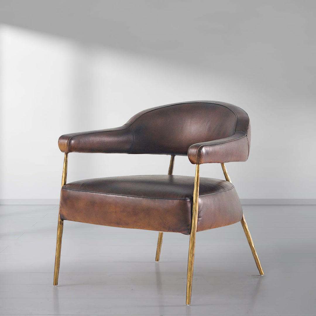 Thaddies Brown Leather Lounge Armchair