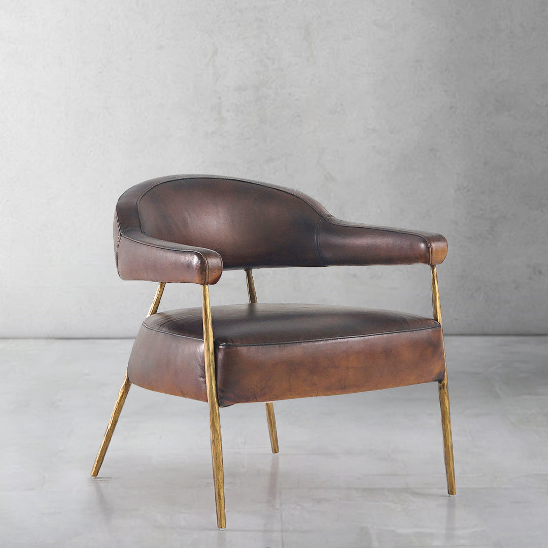 Thaddies Brown Leather Lounge Armchair