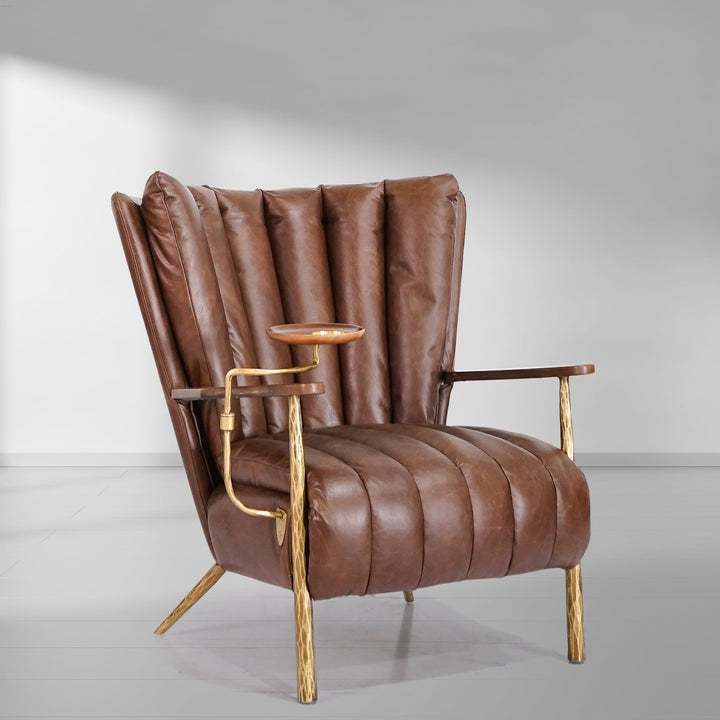 Thaddies Vintage Leather Armchair Cigar Chair