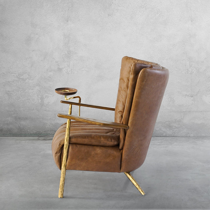 Thaddies Vintage Leather Armchair Cigar Chair