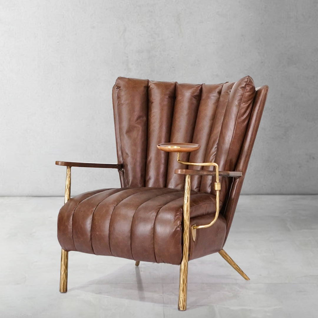 Thaddeus Vintage Leather Armchair Cigar Chair