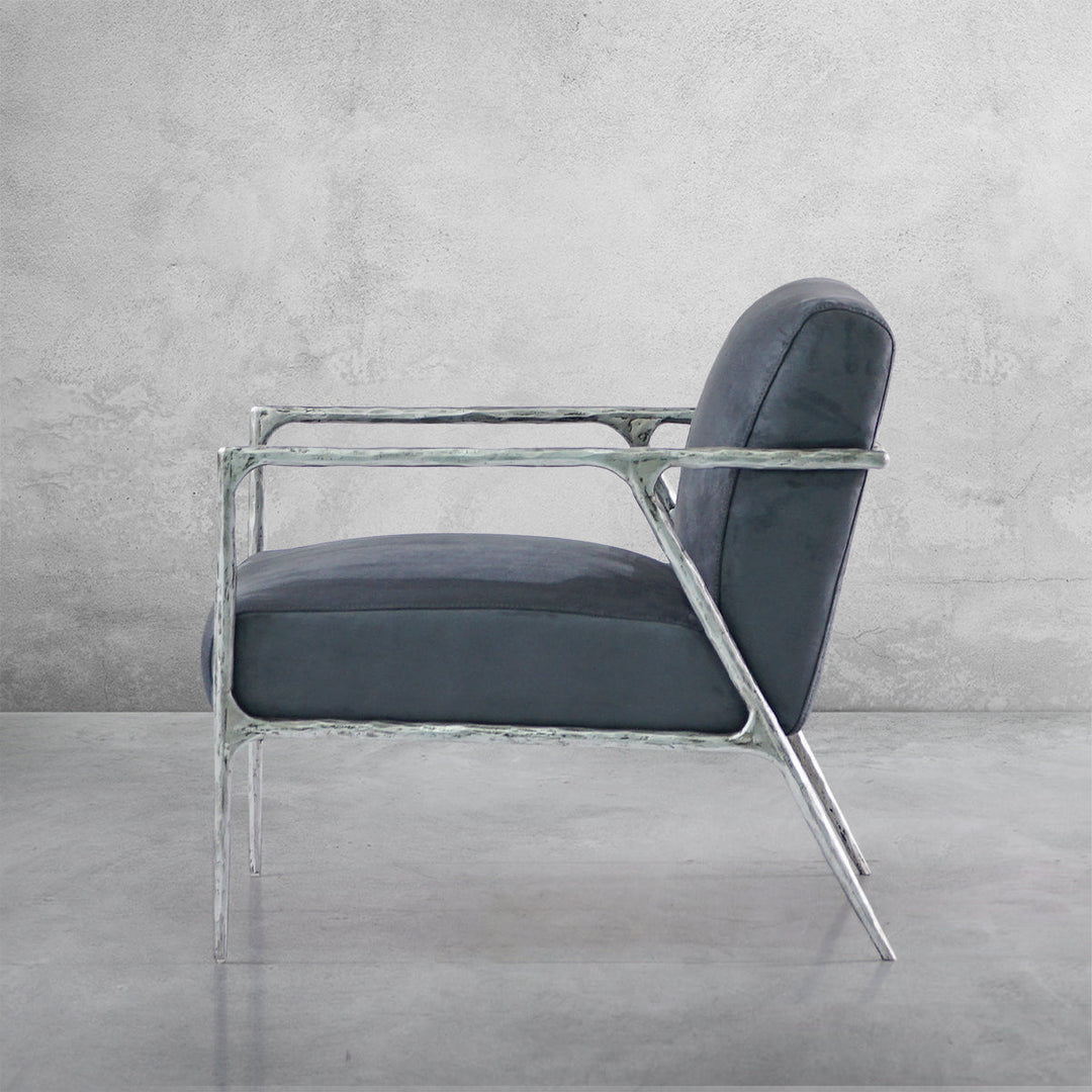 Thaddies Retro Silver Iron Frame Track Armchair