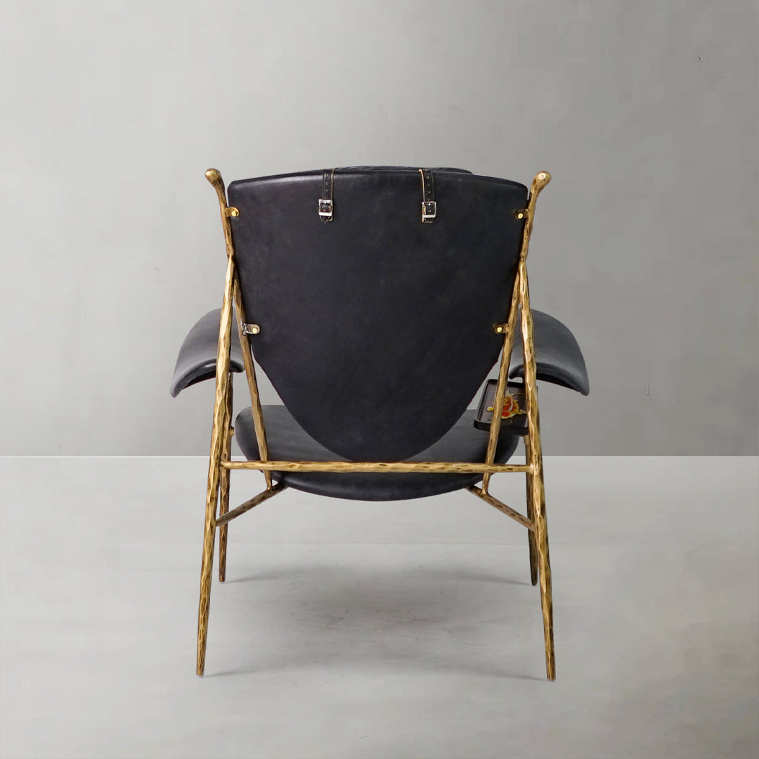 Thaddies Enamel Wooden Plate Leather Armchair